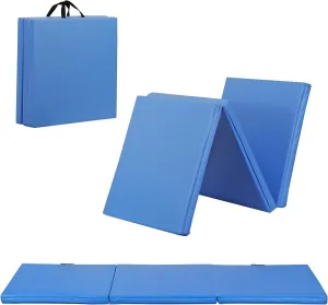 6' x 2' Tri-Fold Portable Folding Exercise Gym Mat Extra Thick Foam Gymnastics Mat Aerobics Yoga Martial Arts MMA Stretching Core Workouts w/Carrying Handle