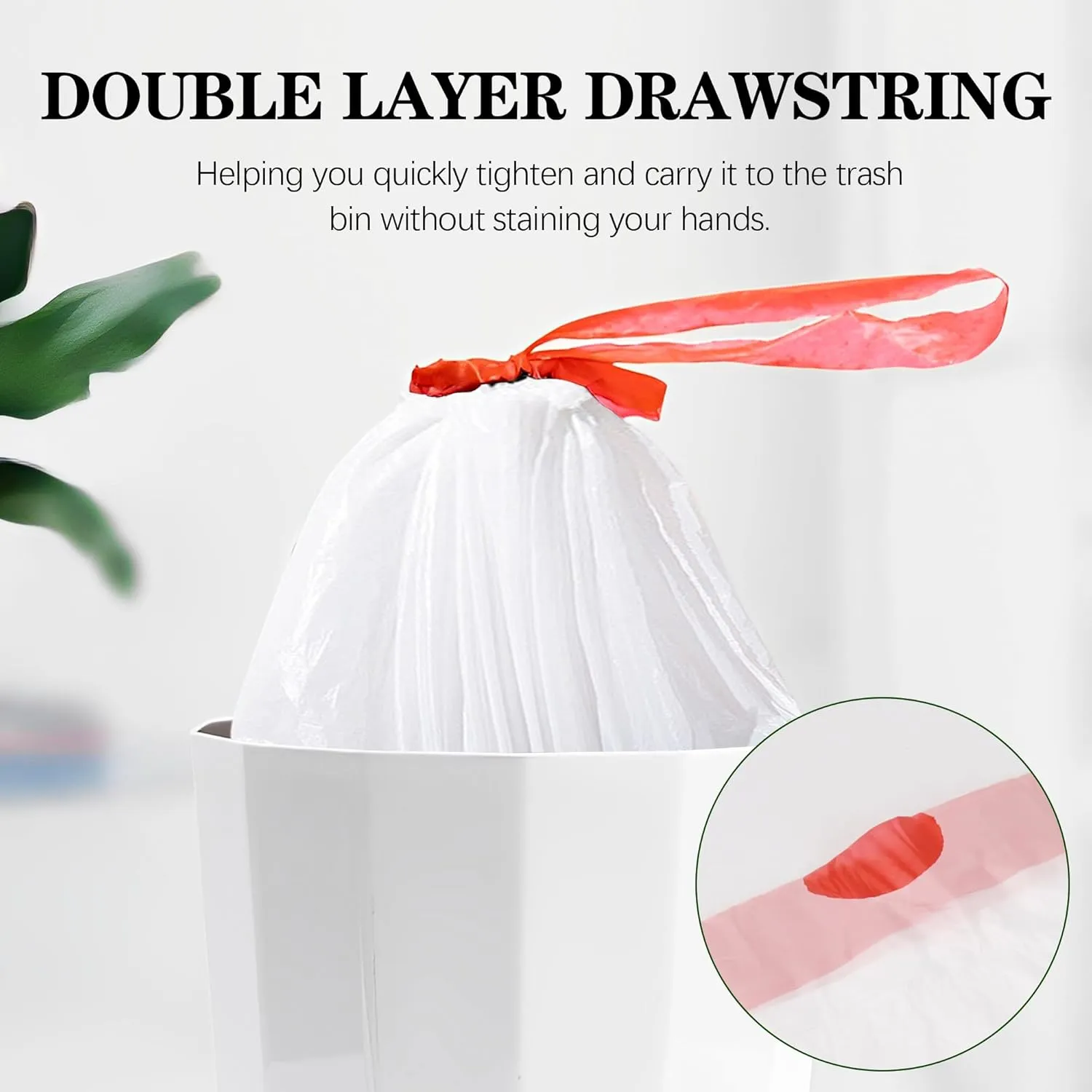 8 Gallon Trash Bags 210 Count White Drawstring Trash Bags Thick Garbage Bags for Office Kitchen Home Plastic Trash Bags 22.06'' x 25.61'' (White, 14)