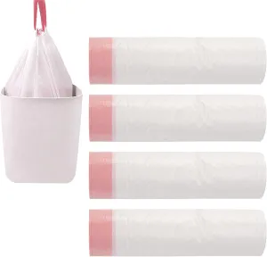 8 Gallon Trash Bags 210 Count White Drawstring Trash Bags Thick Garbage Bags for Office Kitchen Home Plastic Trash Bags 22.06'' x 25.61'' (White, 14)