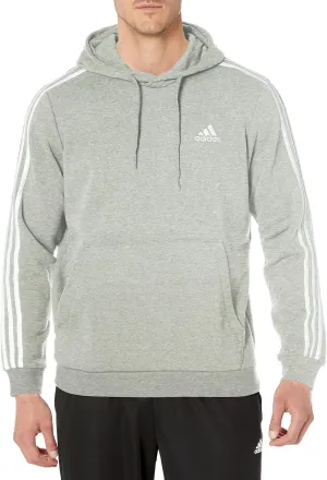 adidas Mens Essentials Fleece Striped Hoodie Training Casual Outerwear Casual - Grey
