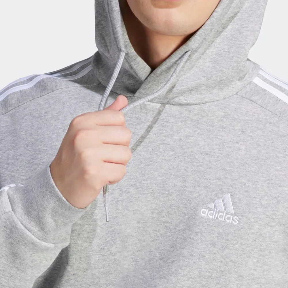 adidas Mens Essentials Fleece Striped Hoodie Training Casual Outerwear Casual - Grey