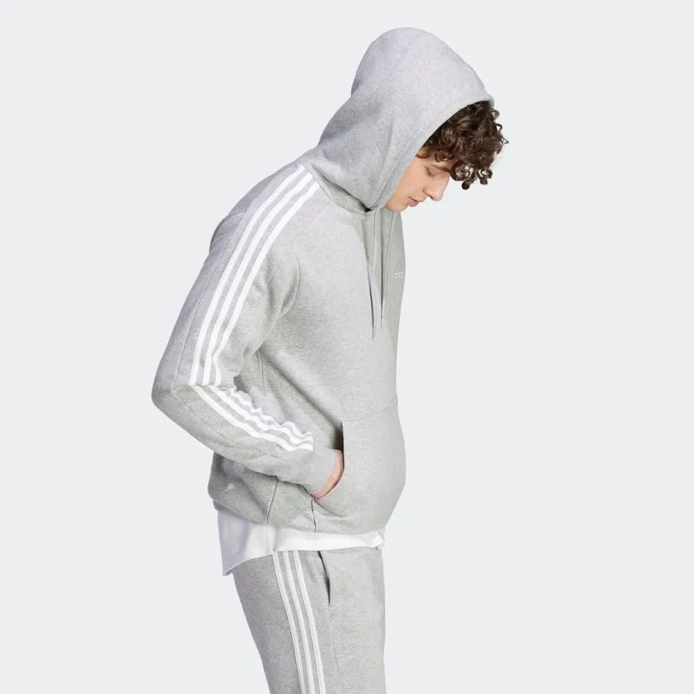 adidas Mens Essentials Fleece Striped Hoodie Training Casual Outerwear Casual - Grey