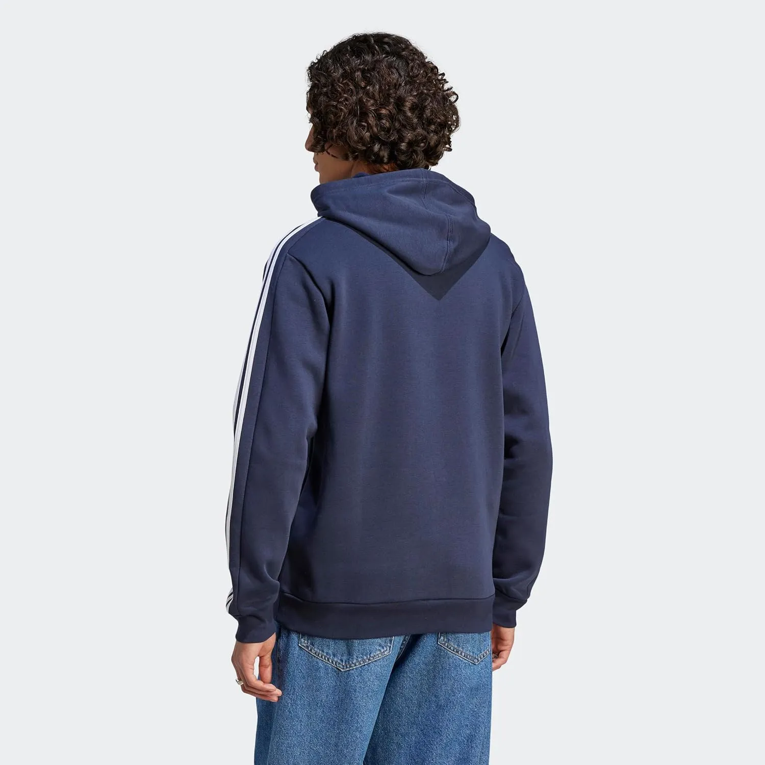 adidas Mens Essentials Fleece Striped Hoodie Training Casual Outerwear Casual - Grey