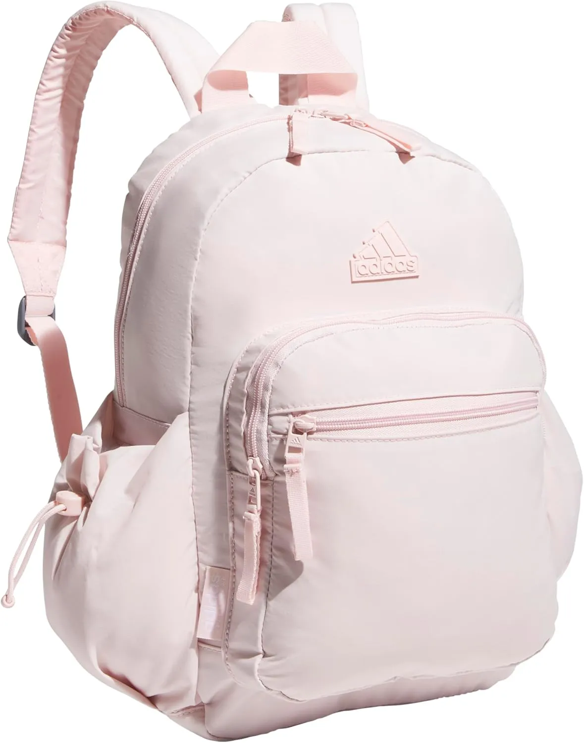 adidas Weekender Mini Backpack for Women and Men, Small Fashion Bag with Laptop Sleeve, Sandy Pink, One Size