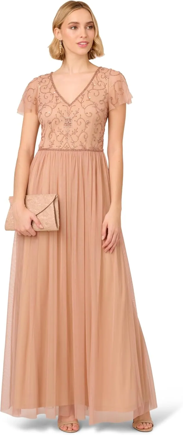 Adrianna Papell Women's Beaded Long Dress