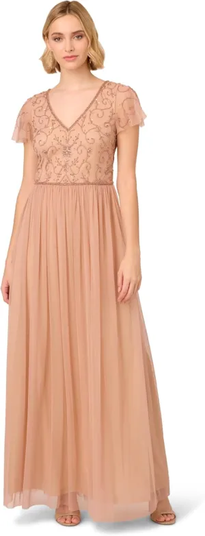Adrianna Papell Women's Beaded Long Dress