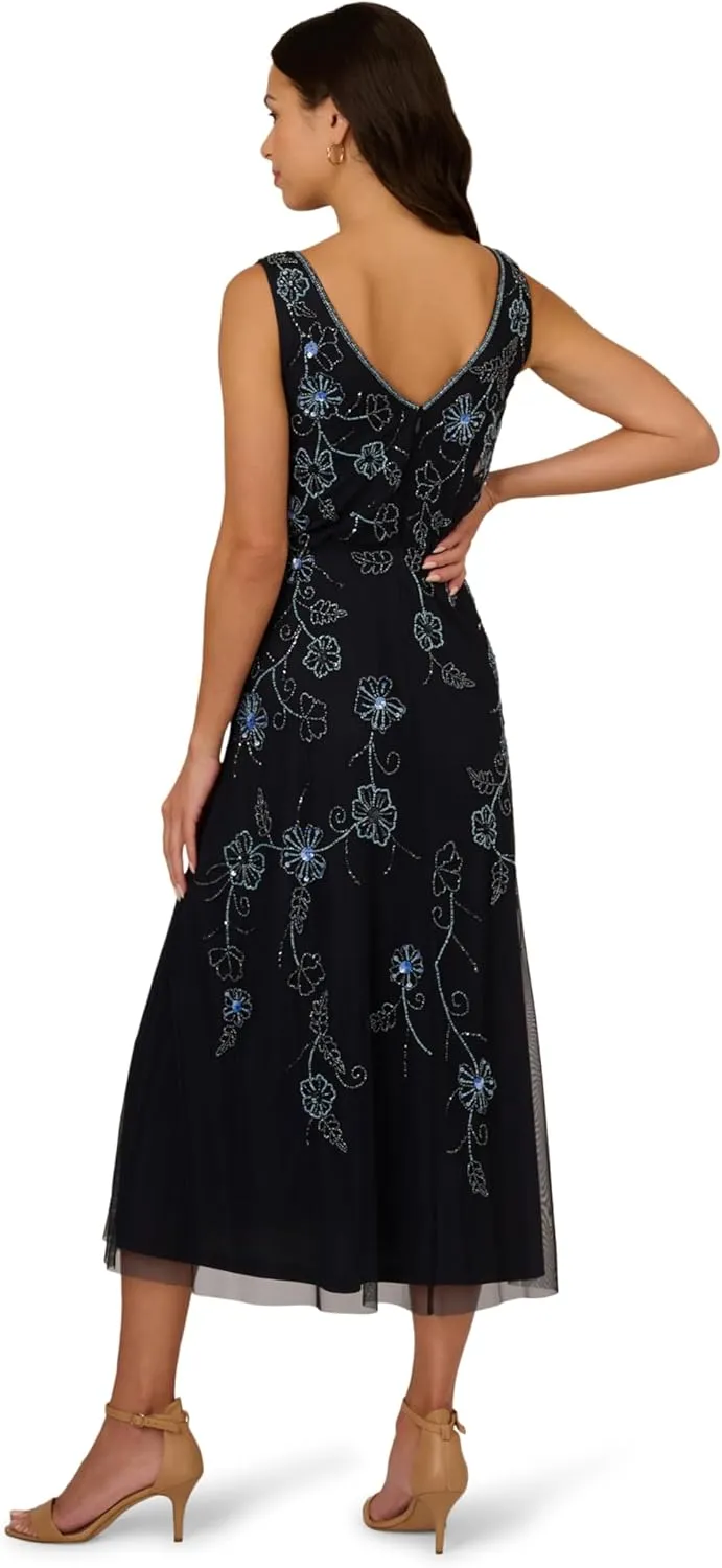 Adrianna Papell Women's Beaded Midi Dress
