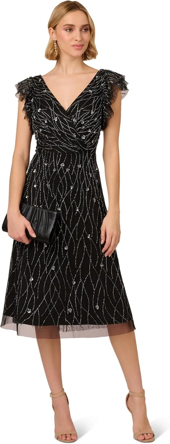 Adrianna Papell Women's Beaded Midi Dress