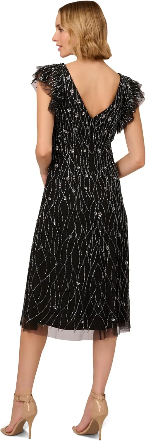 Adrianna Papell Women's Beaded Midi Dress