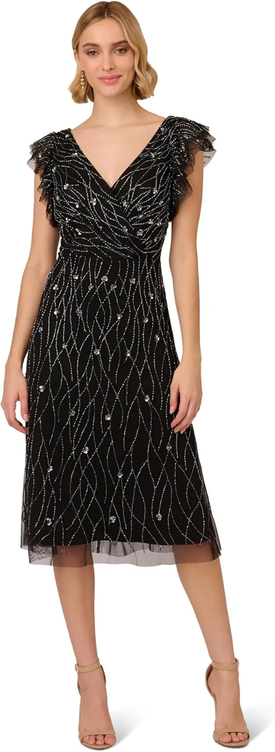 Adrianna Papell Women's Beaded Midi Dress