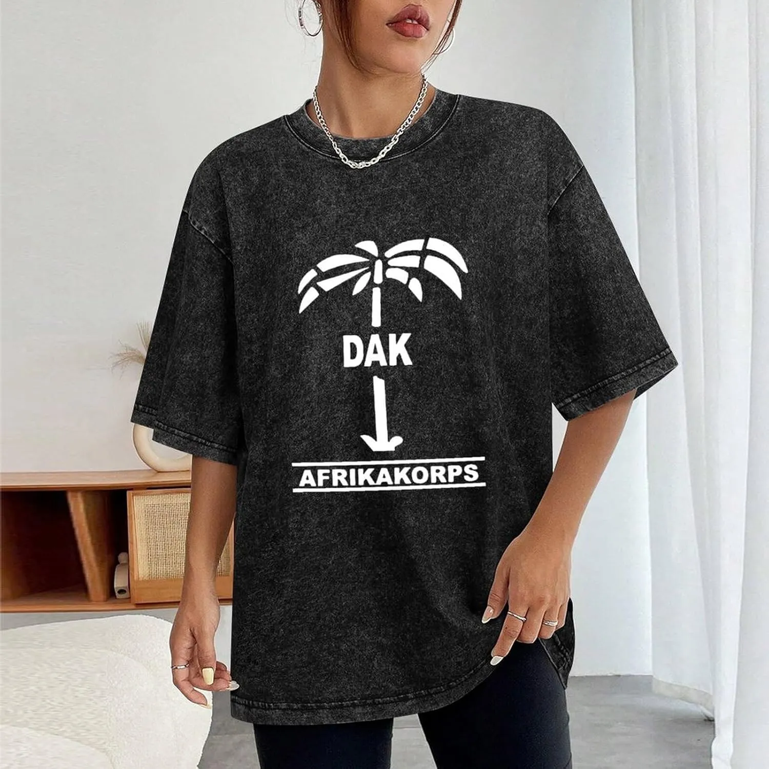 Afrikakorps DAK Vintage Short Sleeve Men Women T-Shirts Washed Cotton