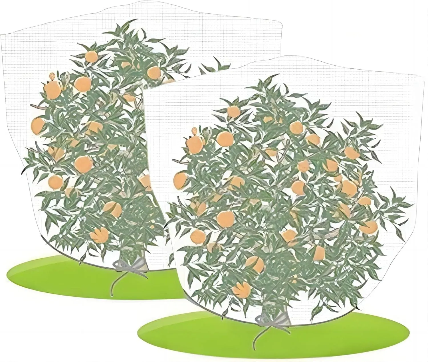 Agfabric 2 Pack Fruit Tree Netting Protection Bag with Drawstring,7.2x6.5 FT Garden Netting Insect Pest Barrier,Bird Netting Plant Covers for Vegetables Fruits Flower,White