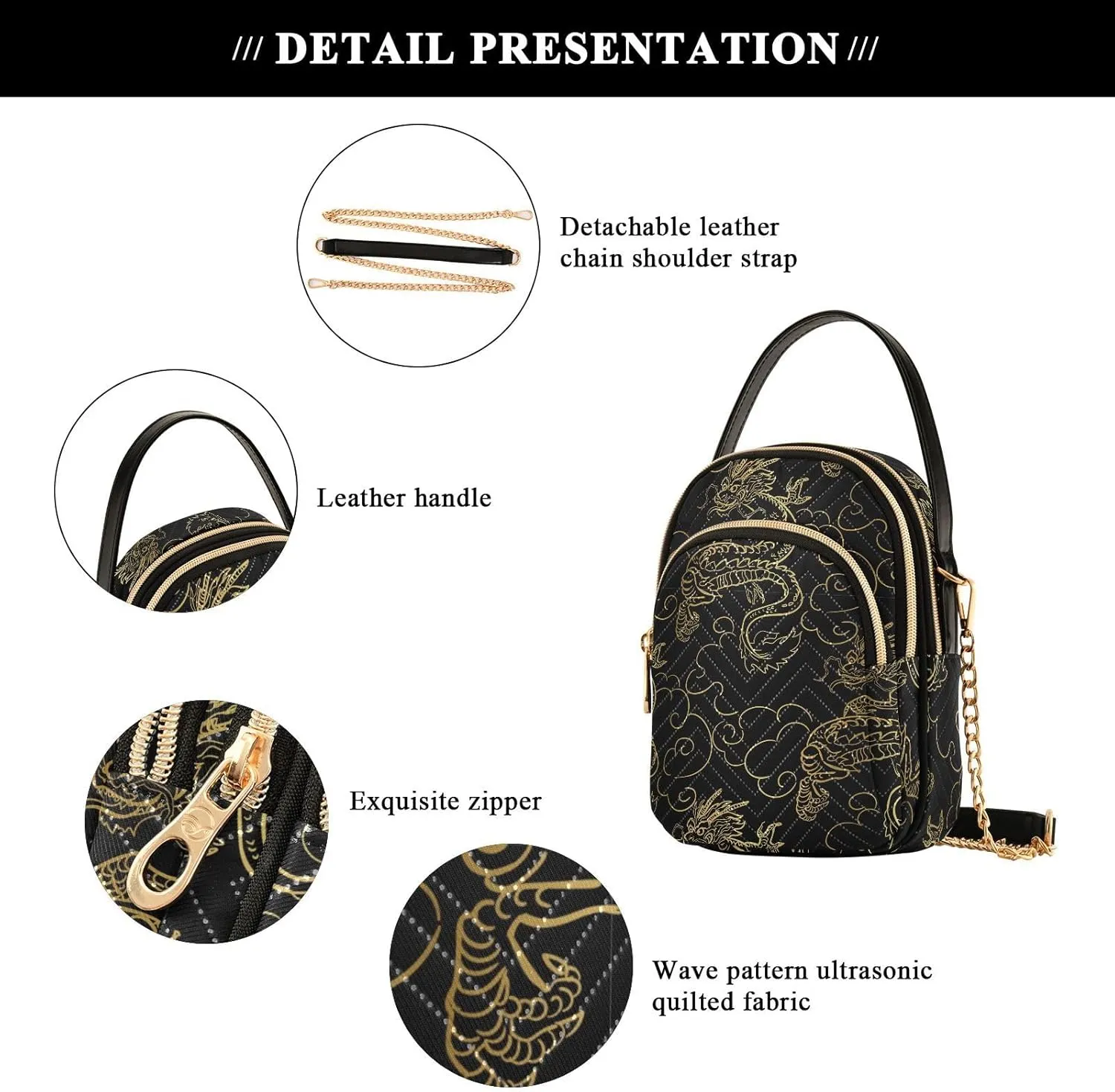ALAZA Chain Crossbody Bags for Women Quilted Shoulder Crossbody Handbags Travel Cross Body Cell Phone Purses Bags
