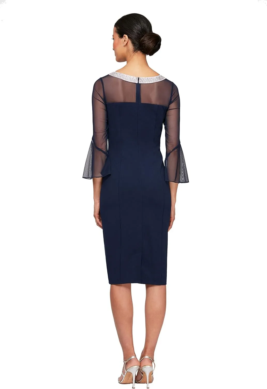 Alex Evenings Women's Short Shift Dress with Embellished Illusion Detail