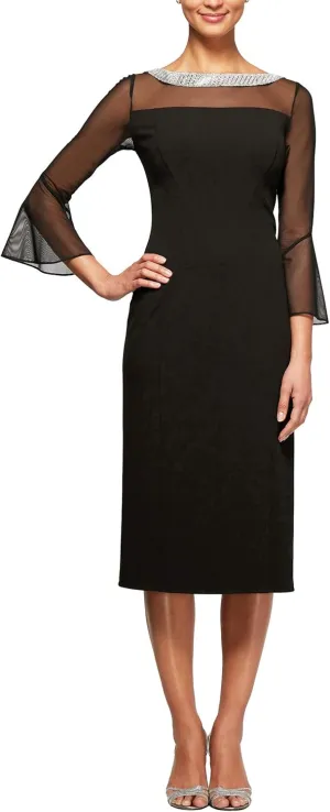 Alex Evenings Women's Short Shift Dress with Embellished Illusion Detail