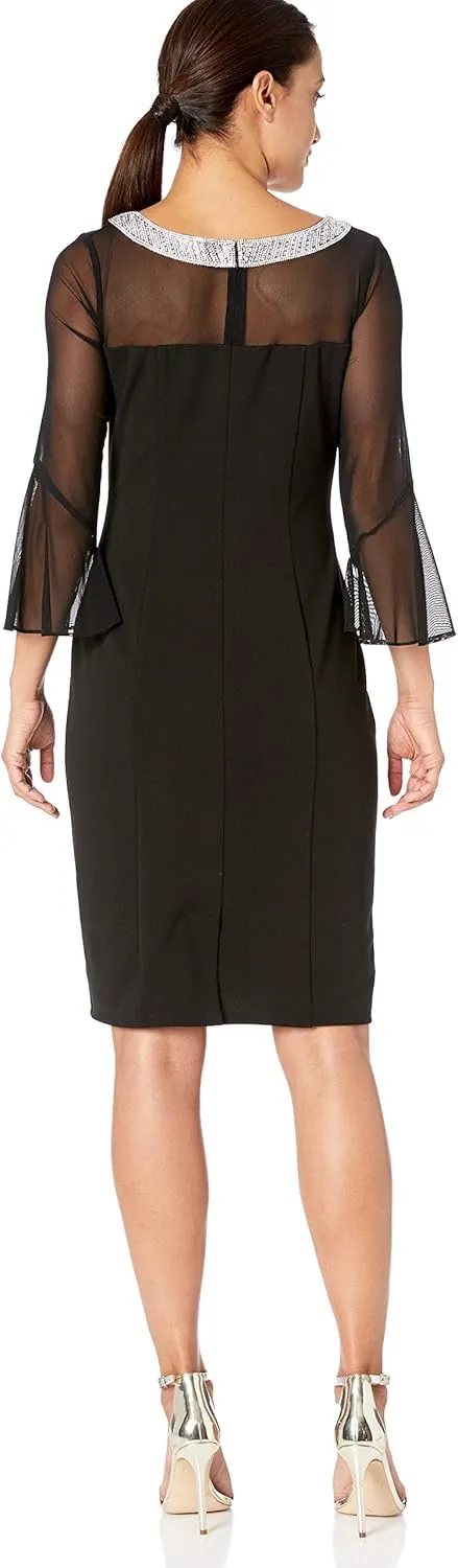 Alex Evenings Women's Short Shift Dress with Embellished Illusion Detail