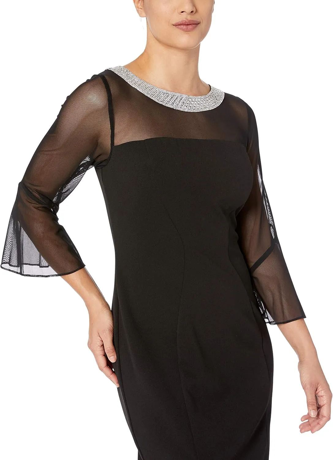 Alex Evenings Women's Short Shift Dress with Embellished Illusion Detail