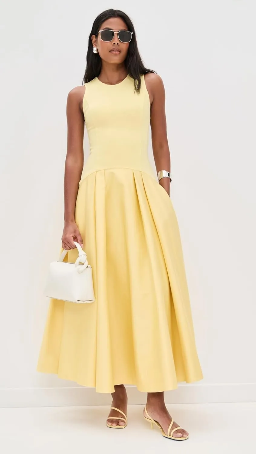 alice   olivia Women's Adley Drop Waist Flare Midi Dress