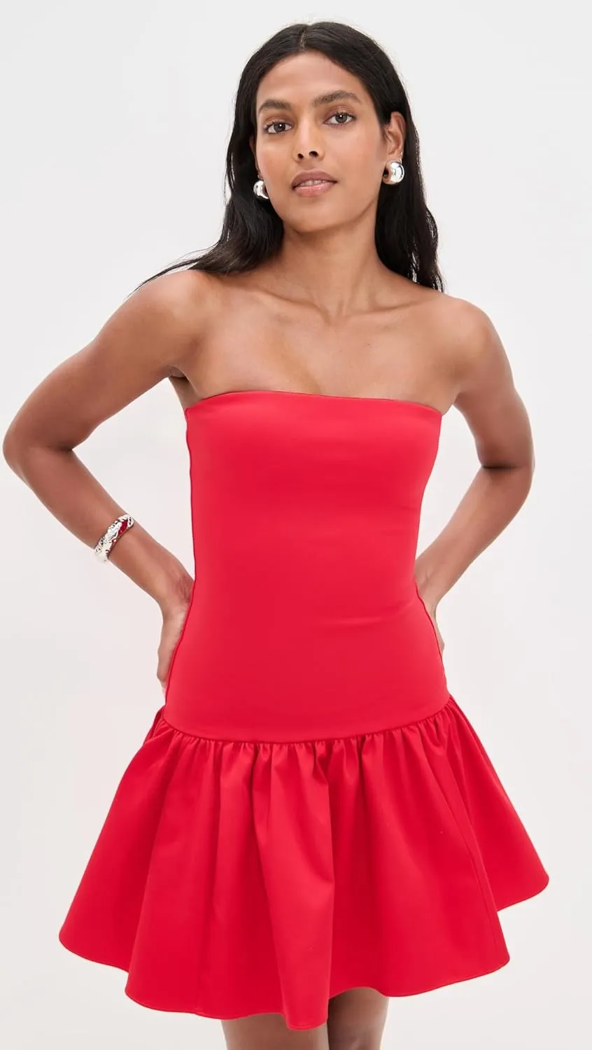 alice   olivia Women's Oriana Strapless Drop Waist Mini Dress