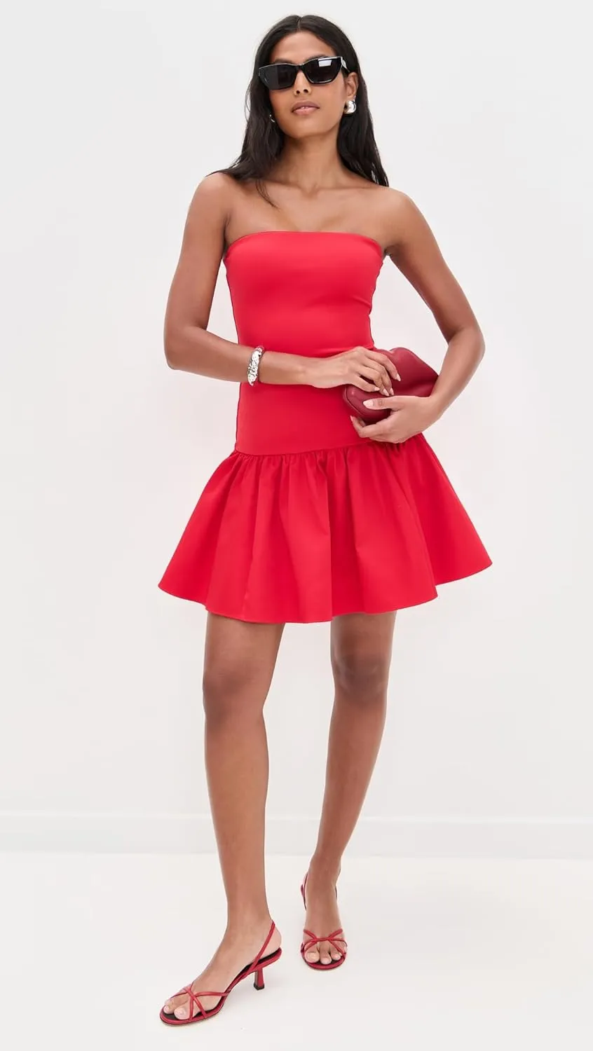 alice   olivia Women's Oriana Strapless Drop Waist Mini Dress