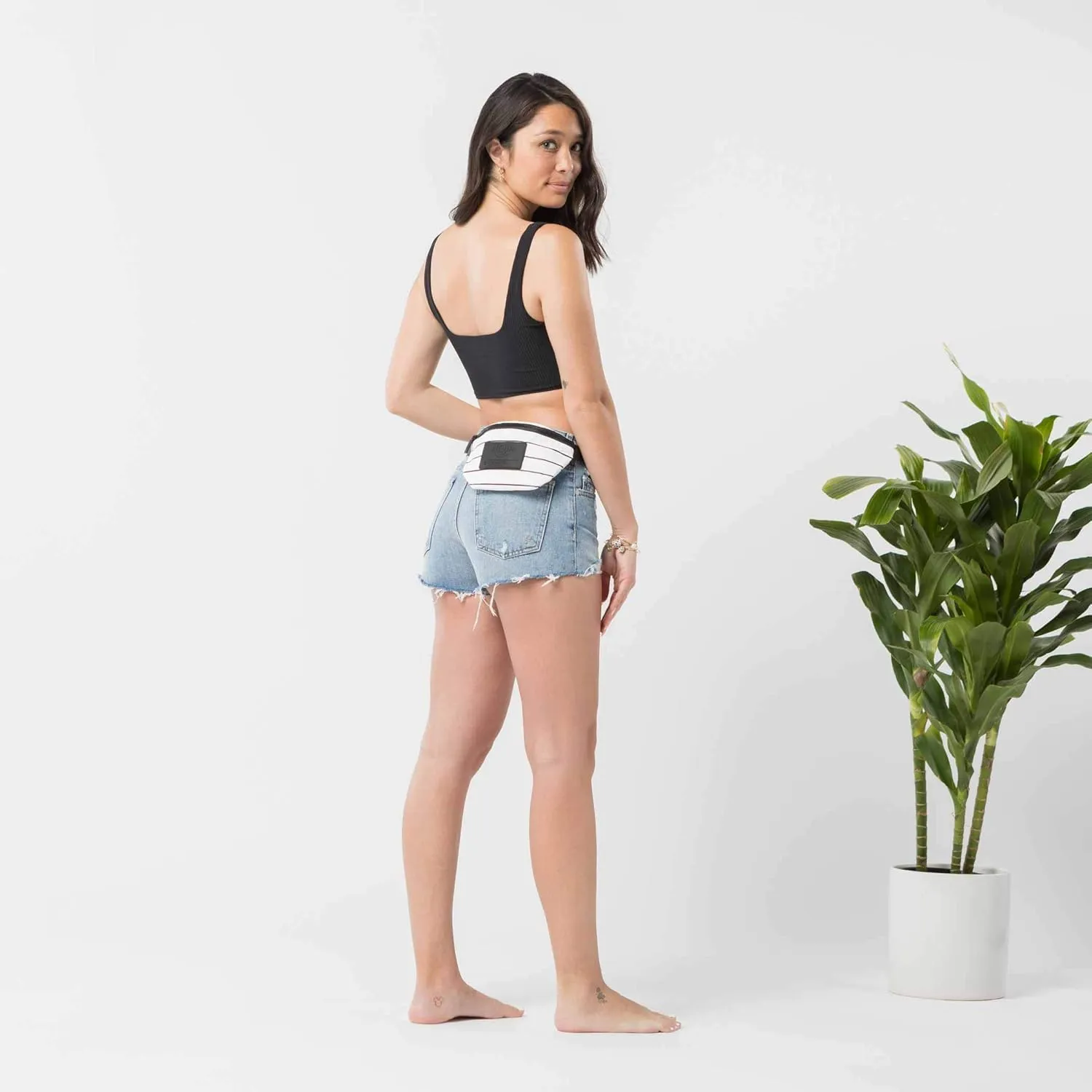 ALOHA Collection Pinstripe Mini Hip Pack, Lightweight, Packable, & Splash-Proof - Durable, Washable, & Reusable Fanny Pack for Gym, Beach & Travel, Easy to Clean Material (8.5" x 3.75")