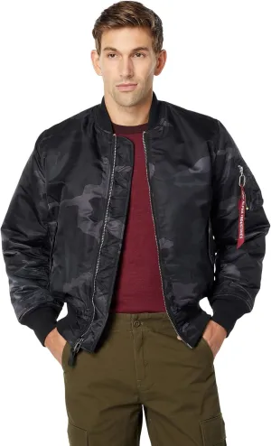 Alpha Industries Men's MA-1 Flight Jacket - Black Woodland Camo (XL)