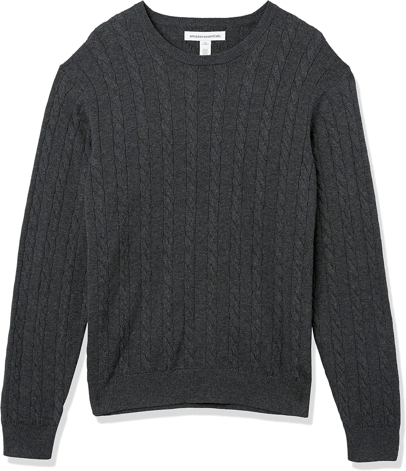 Amazon Essentials Men's Crewneck Cable Cotton Sweater