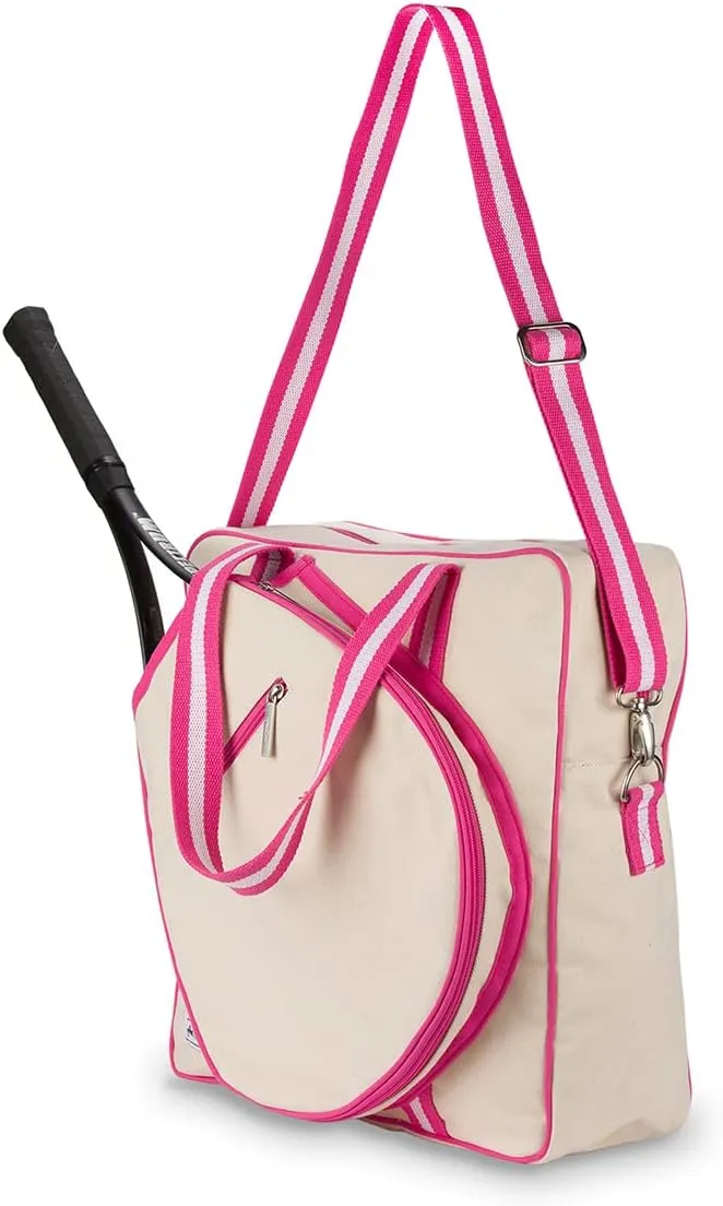 Ame & Lulu Hamptons Tennis Tour Bag - Removable Adjustable Straps - Exterior Pocket Fits Two Racquets