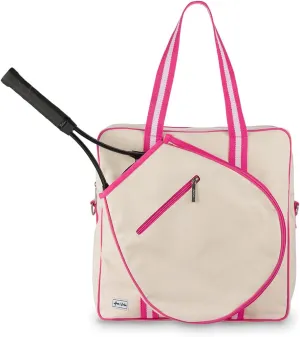 Ame & Lulu Hamptons Tennis Tour Bag - Removable Adjustable Straps - Exterior Pocket Fits Two Racquets