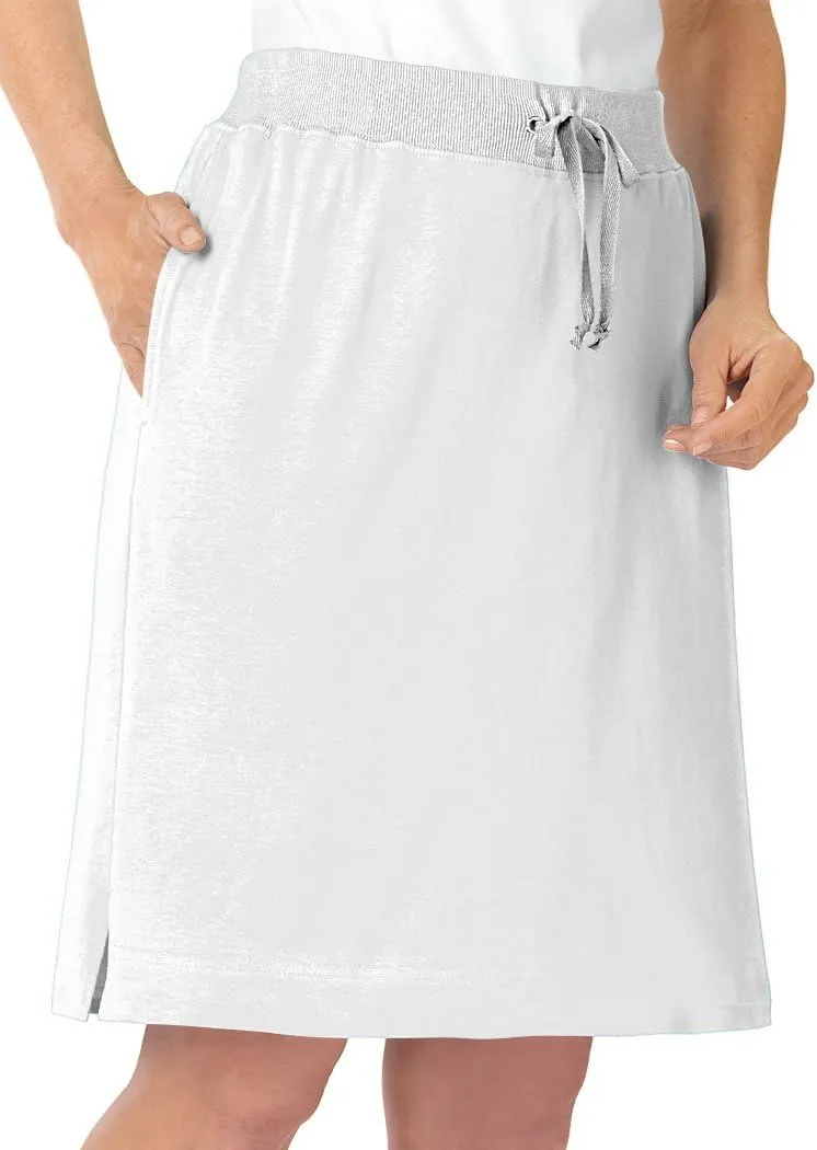 AmeriMark Women's Stretch Knit Skort Cotton Skort w/Pocket & Drawstring Waist