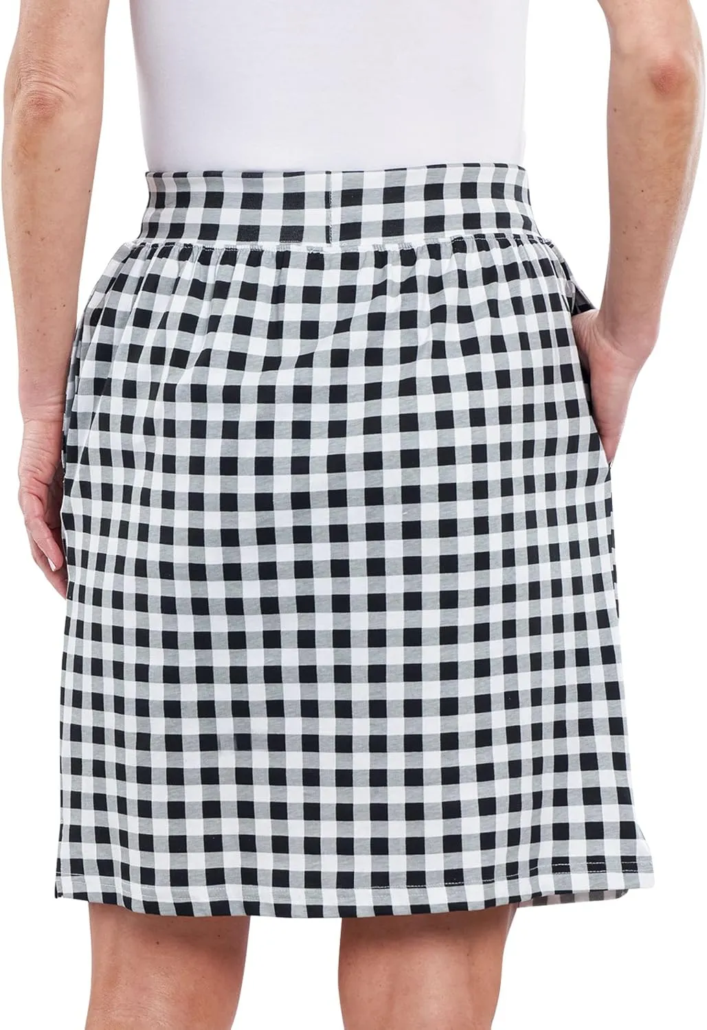 AmeriMark Women's Stretch Knit Skort Cotton Skort w/Pocket & Drawstring Waist