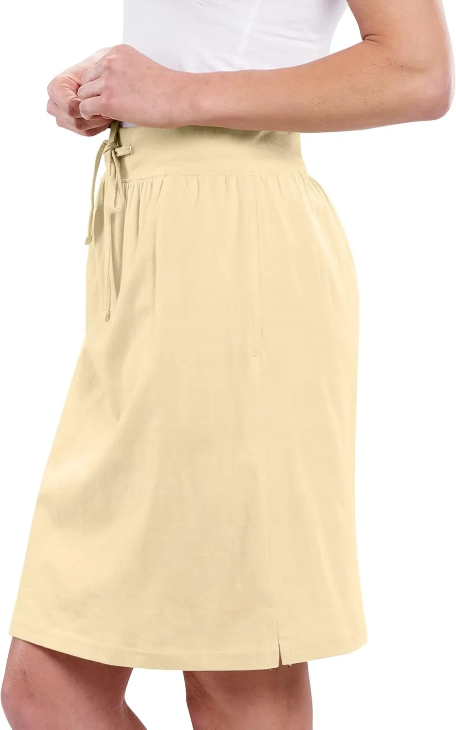 AmeriMark Women's Stretch Knit Skort Cotton Skort w/Pocket & Drawstring Waist