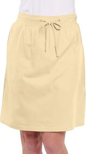AmeriMark Women's Stretch Knit Skort Cotton Skort w/Pocket & Drawstring Waist