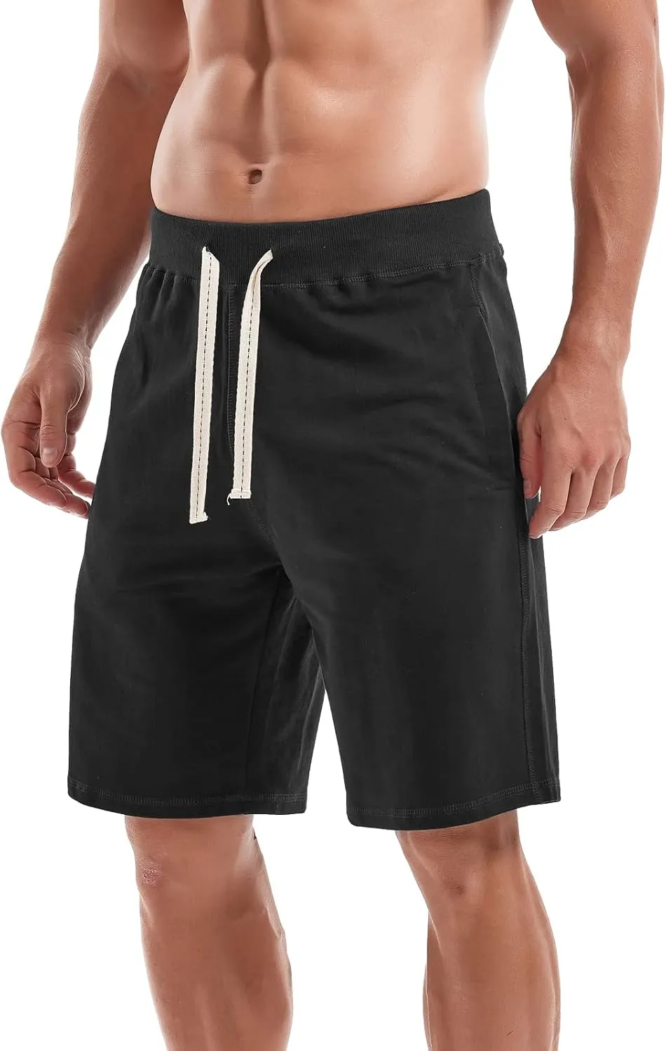 AMY COULEE Men's Casual Classic Shorts Athletic Cotton Sweat Shorts with Drawstring