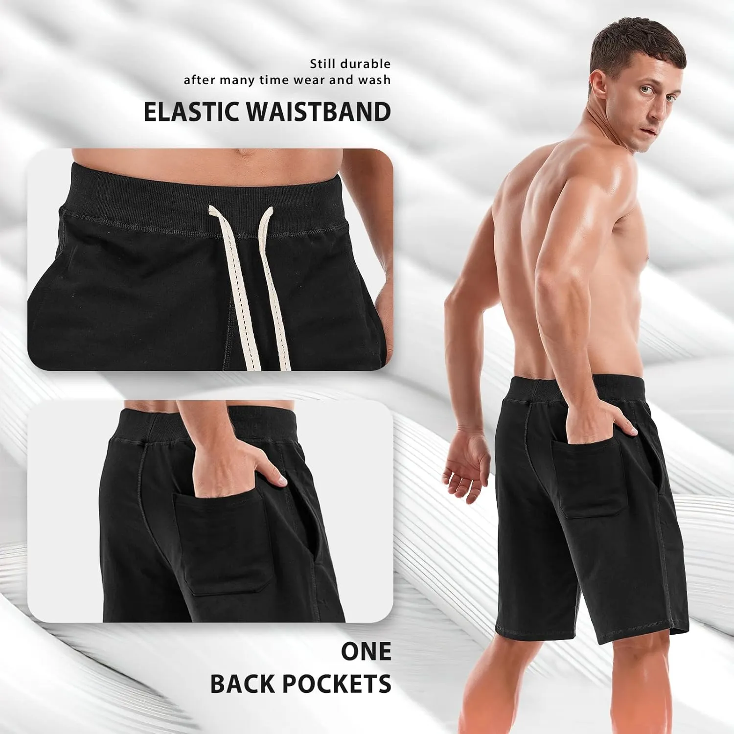 AMY COULEE Men's Casual Classic Shorts Athletic Cotton Sweat Shorts with Drawstring