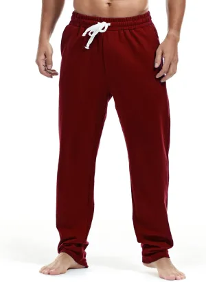 AMY COULEE Mens Cotton Athletic Pants Open Bottom Running Sweatpants Straight Leg Casual Joggers with Pockets