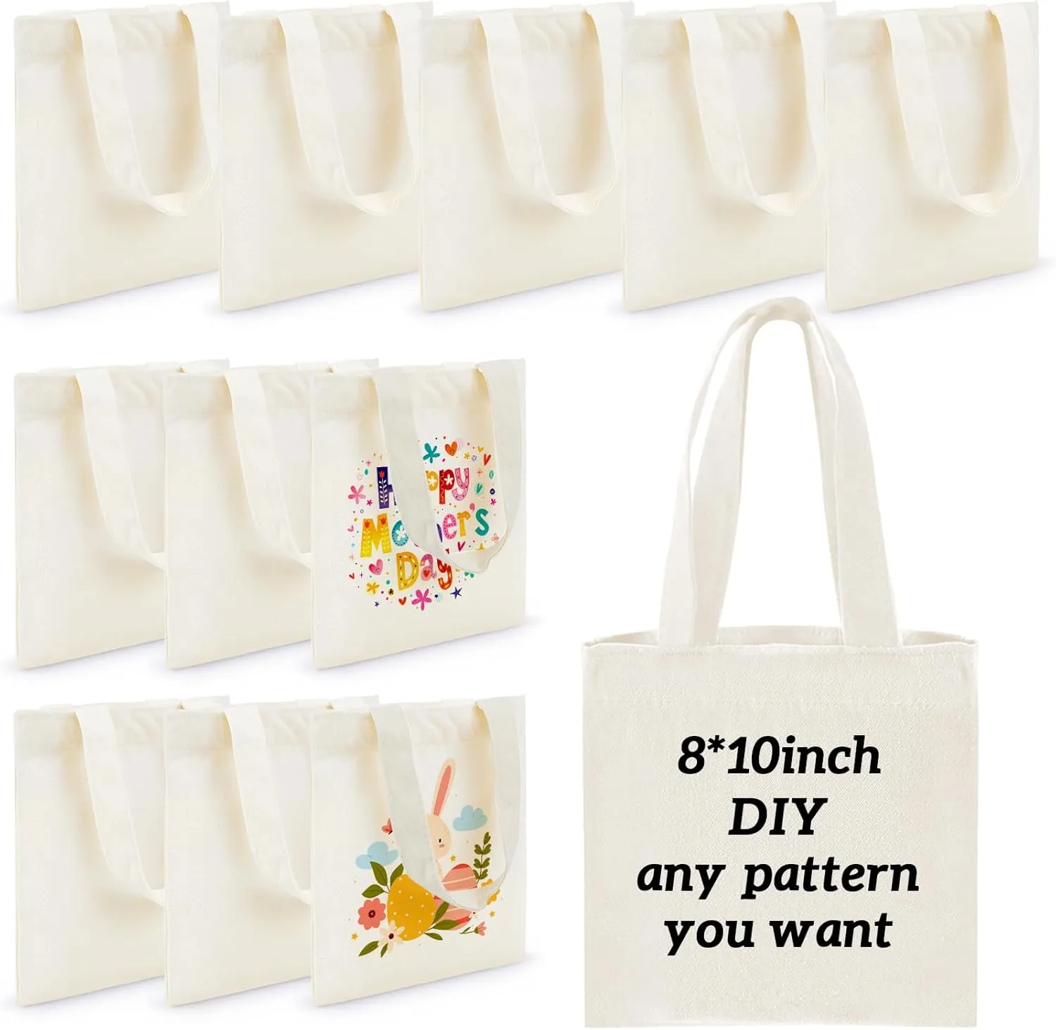 Amylove 24 Pcs Mini Tote Bag Sublimation Blank Canvas Tote Bags Reusable Grocery Luggage DIY Sack Goody for Party Even (8 x 10 Inch,Natural Color)