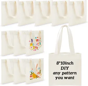 Amylove 24 Pcs Mini Tote Bag Sublimation Blank Canvas Tote Bags Reusable Grocery Luggage DIY Sack Goody for Party Even (8 x 10 Inch,Natural Color)