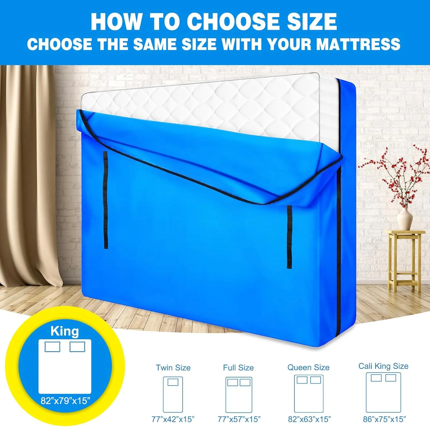 ANALIM Mattress Bags for Moving and Storage, Zippered Mattress Storage Bag with 8 Strong Carrying Handles, Cover Moving Supplies Reusable Mattress Protector (King)