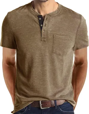 Angbater Men's Henley Shirts Casual Short Sleeve Button Cotton Tee Fashion Classic Tee T-Shirt with Pocket