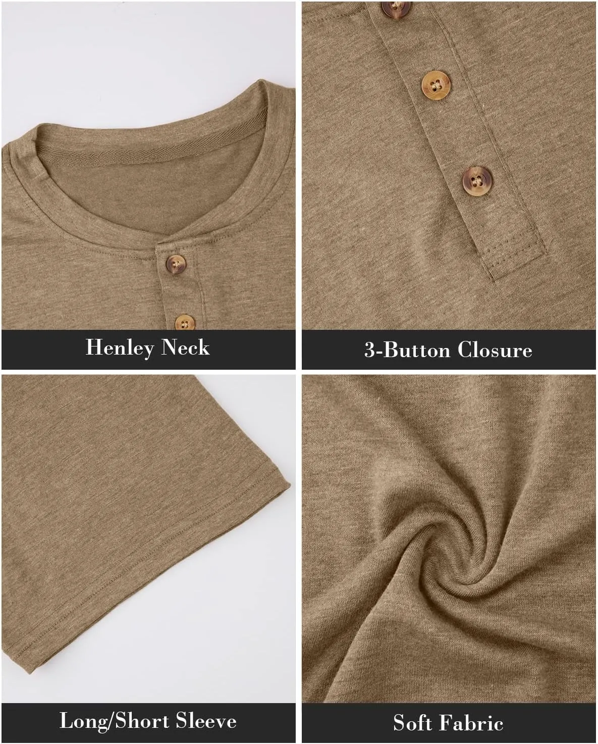 Angbater Men's Henley Shirts Casual Short Sleeve Button Cotton Tee Fashion Classic Tee T-Shirt with Pocket