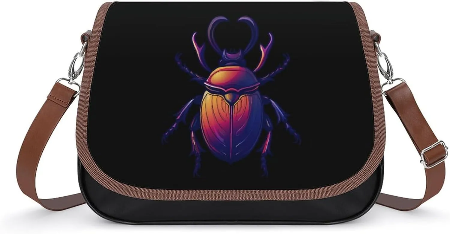 Animal Beetle Insect Occult Bug Crossbody Bags for Women PU Leather Tote Bag Purse Shoulder Bag for Travel Office