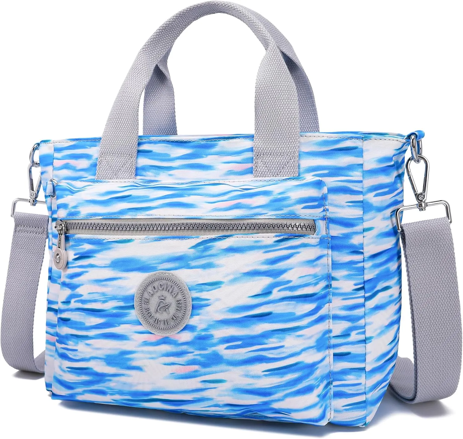AOCINA Mini Tote Bag with Multi Pockets Small Crossbody Bags for Women Nylon Printed Shoulder Bag