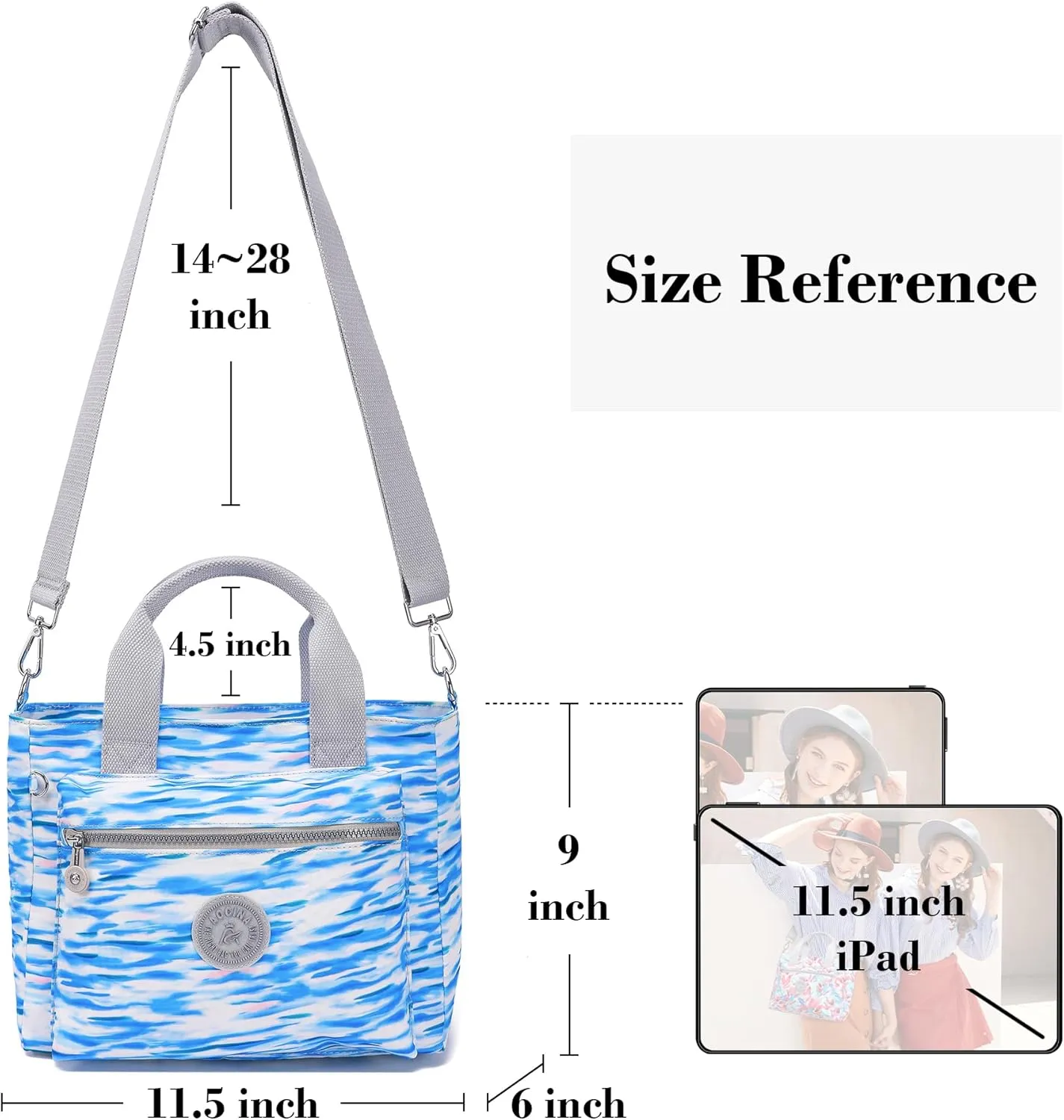 AOCINA Mini Tote Bag with Multi Pockets Small Crossbody Bags for Women Nylon Printed Shoulder Bag