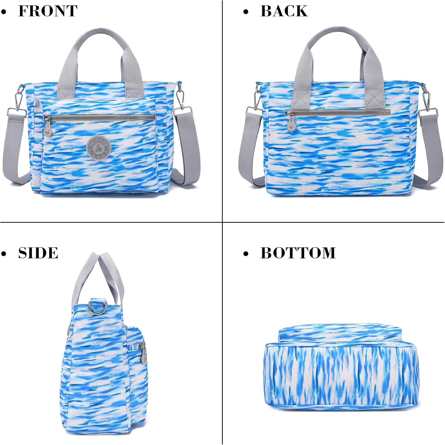 AOCINA Mini Tote Bag with Multi Pockets Small Crossbody Bags for Women Nylon Printed Shoulder Bag