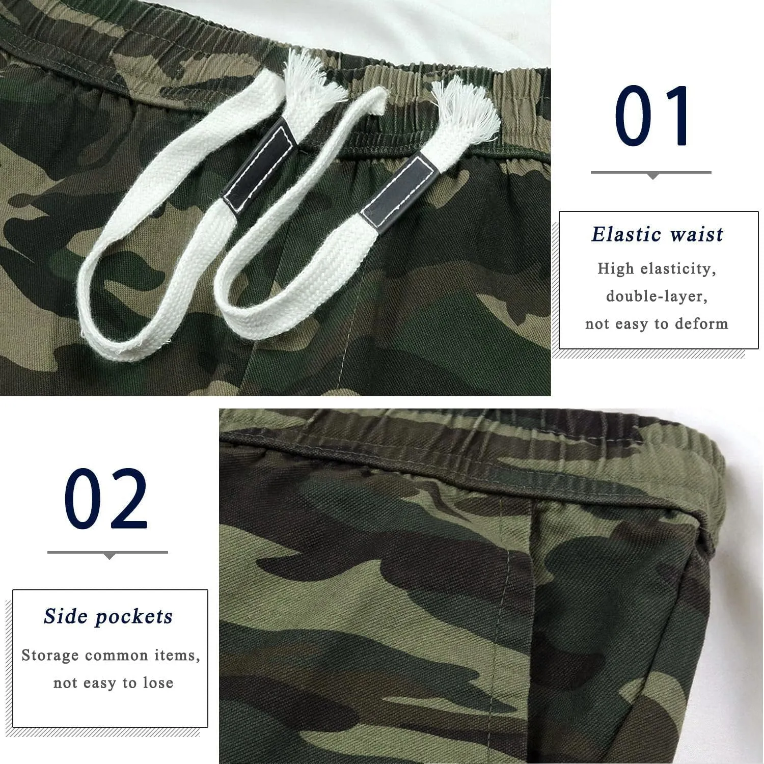 APTRO Men's Cargo Shorts Elastic Waistband Drawstring Summer Casual Cotton Big & Tall Relaxed Fit Work Shorts