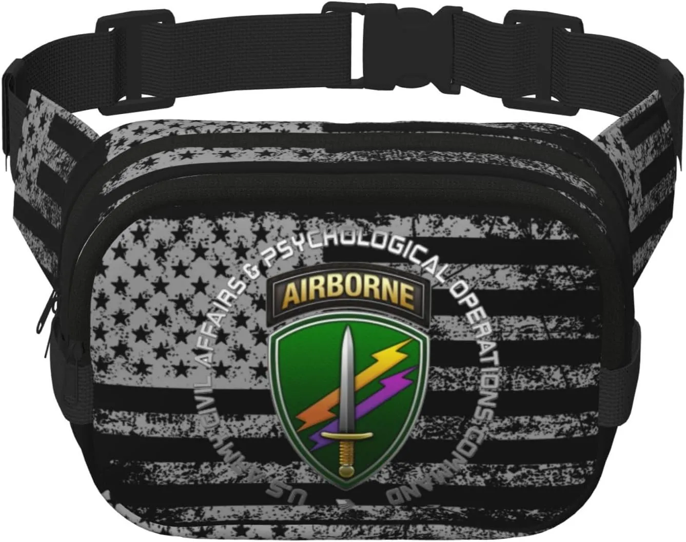 Army Civil Affairs and Psychological Operations Command Airborne Waist Pack Bag Fanny Pack for Men Hip Bum Bag with Adjustable Strap for Outdoors Workout Traveling Casual Running Hiking Cycling