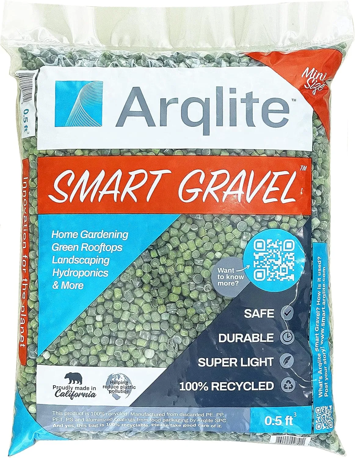 Arqlite Smart Gravel | Eco-Friendly Plant Drainage for Healthy Roots | Small Pots & Decoration | for Cactus, Succulents, Orchids | Lightweight & Clean (0.5 Cu FT Mini Size)