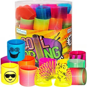 ArtCreativity Spring Toy Assortment, 72 Mini Plastic Coil Springs Party Favors for Kids, Multicolor with Different Shapes, Goody Bag Filler, Party Prizes, Stocking Stuffers, Easter Basket Essentials