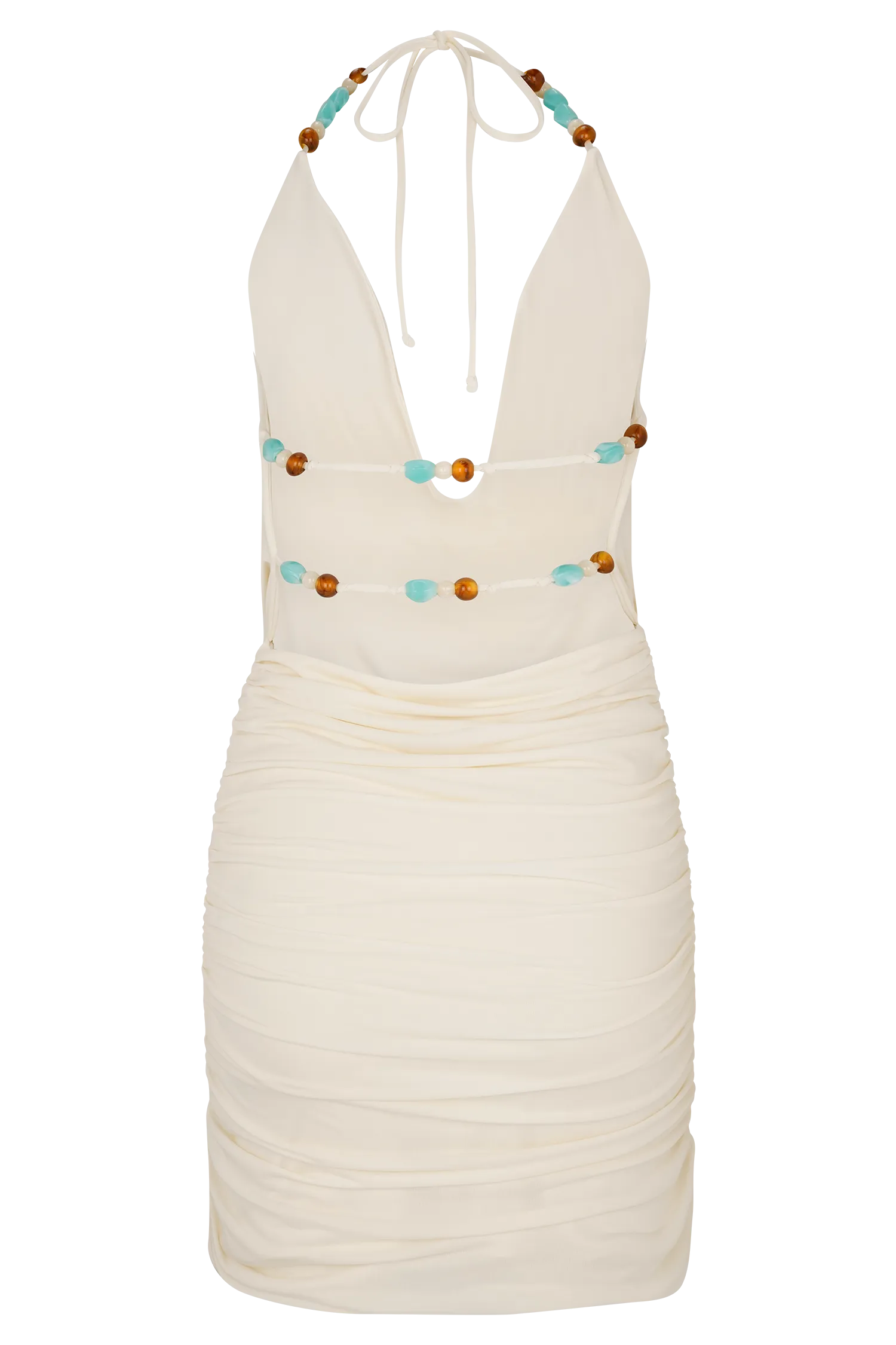 Astraeus Beaded Cowl Mini Dress - Ivory